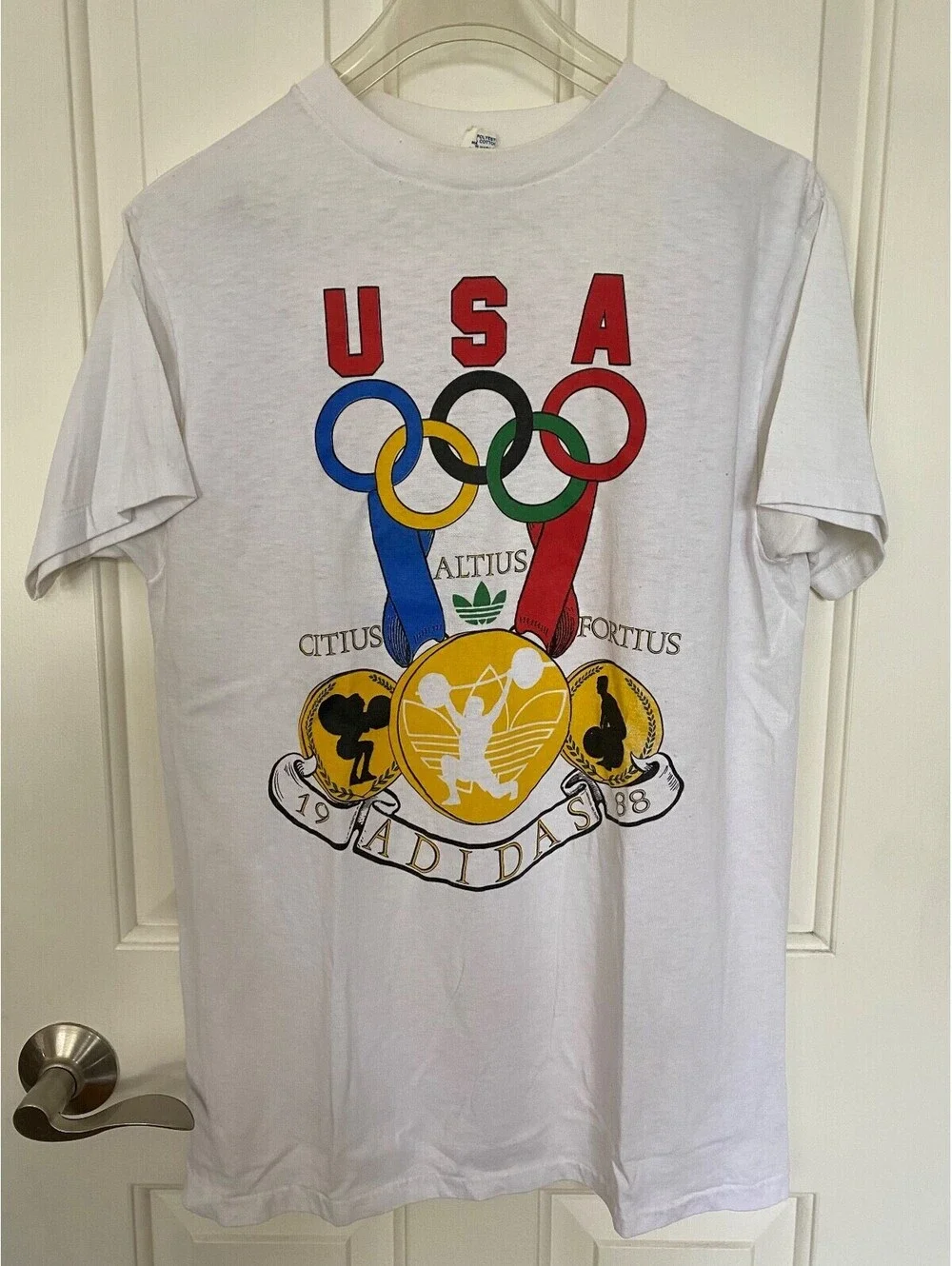 Adidas Vintage Olympics T Shirt 1988 Summer Games Seoul M USA Single Stitch